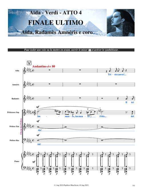 AÏDA de Verdi : Chœurs Partie 10/10 Acte 4 : Finale ultimo