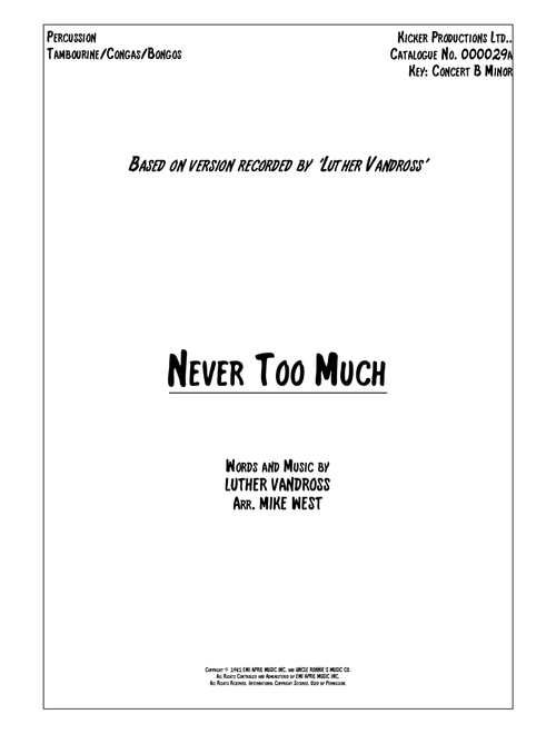 Never Too Much (Arr. Mike West) - Luther Vandross (Percussion Solo)