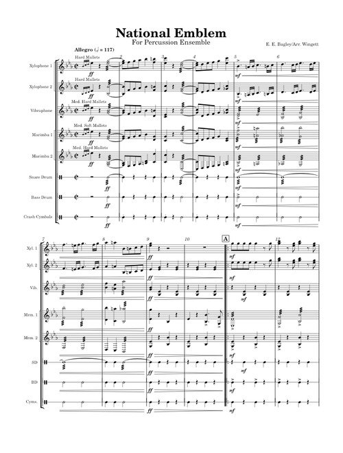 National Emblem – Edwin Eugene Bagley National Emblem | For Percussion Ensemble