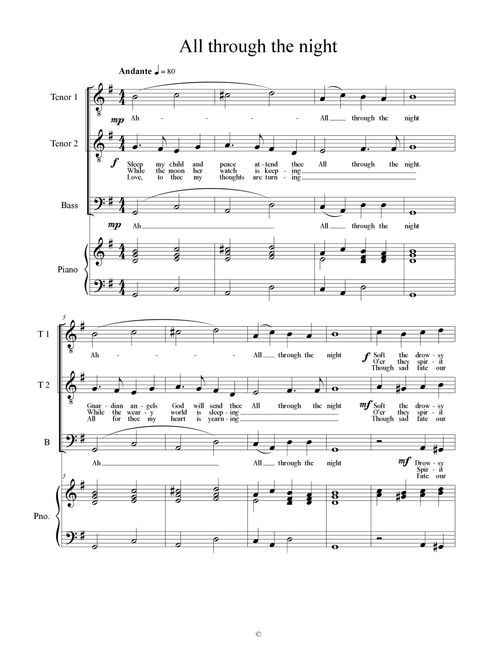 All Through The Night (Arr. Jonathan Delbridge) - Traditional (Choral, Mixed)