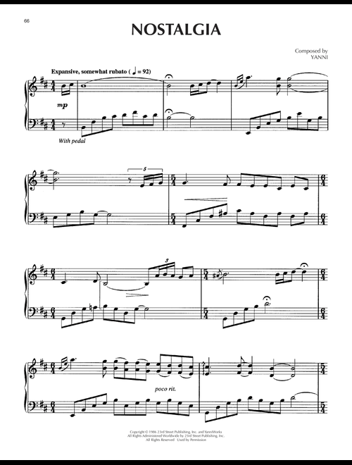 Nostalgia - Yanni (Piano Solo)