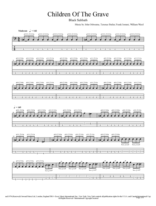Children Of The Grave (Arr. Fotis Toumanides) - Black Sabbath (Bass Tab)