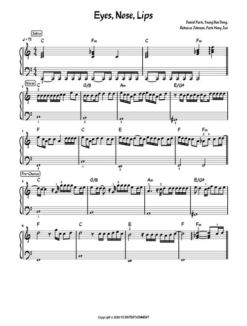 Eyes Nose Lips (Arr. Meowscore) - Taeyang (Easy Piano)