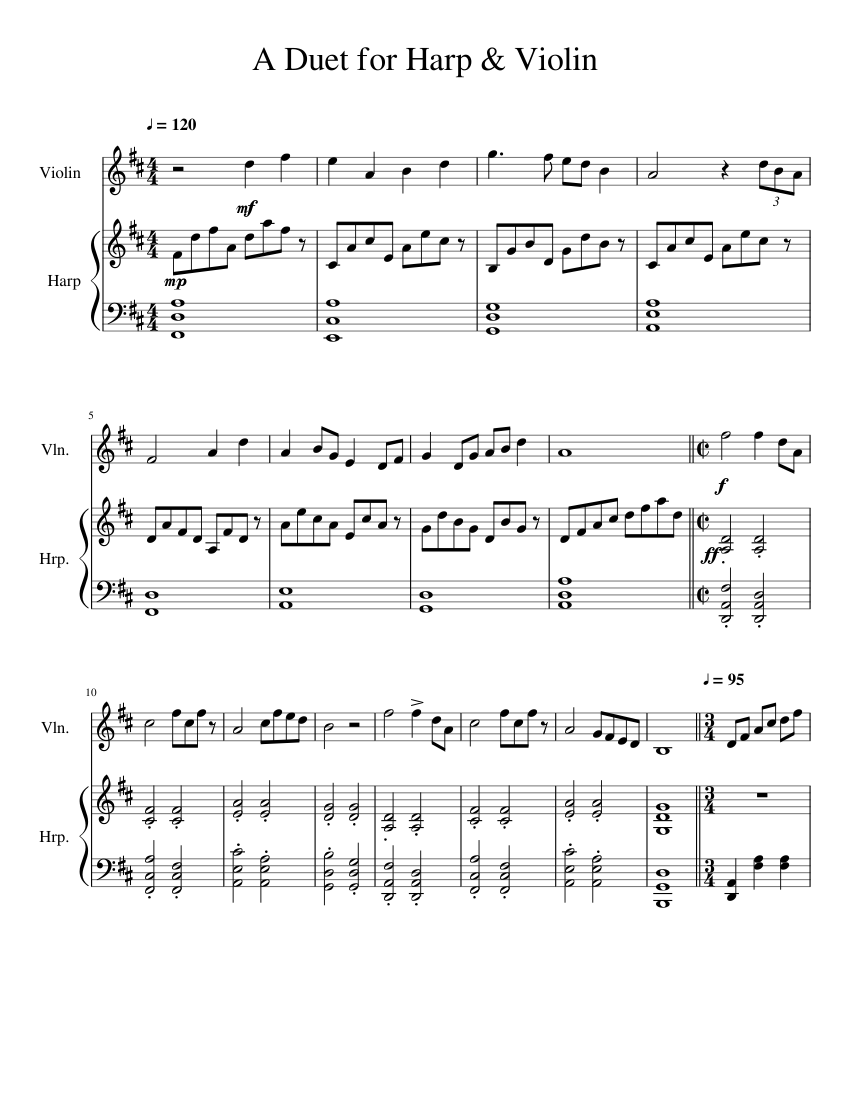 A Duet for Harp and Violin Sheet music for Violin, Harp (Mixed Duet