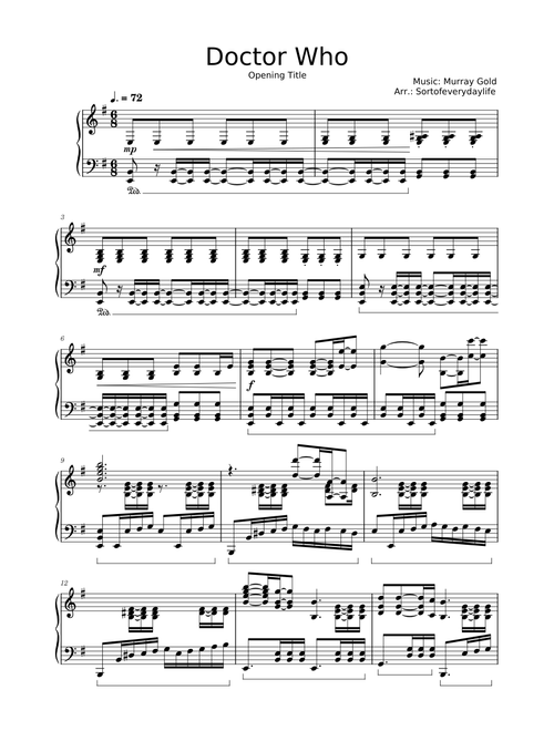 Doctor Who Theme – Murray Gold Piano
