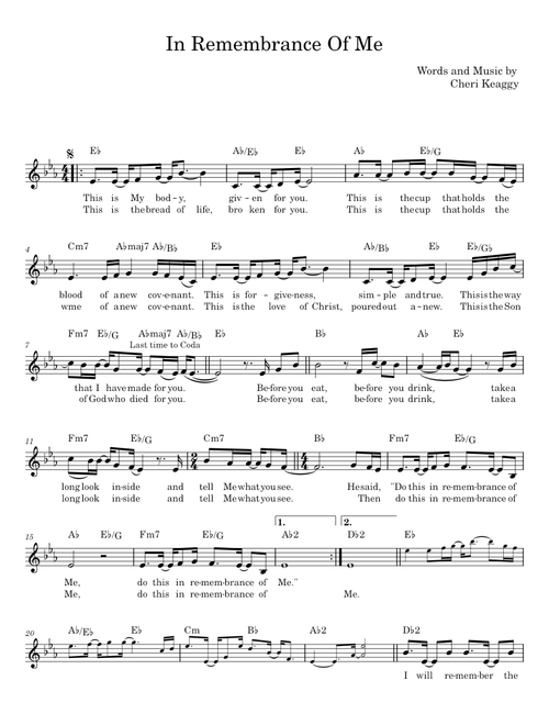 In remembrance of me - Cheri Keaggy