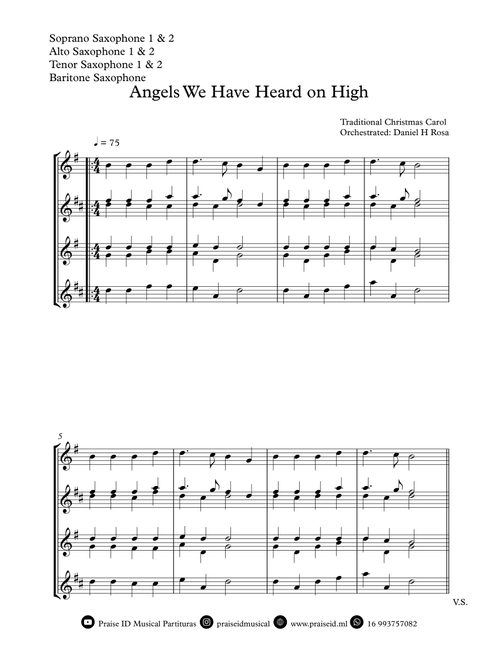 Angels We Have Heard on High - Gloria in Excelsi Deo - Christmas Carol - Saxophone Quartet (Arr. Daniel H Rosa) - Traditional Christmas Song (Woodwind Ensemble)