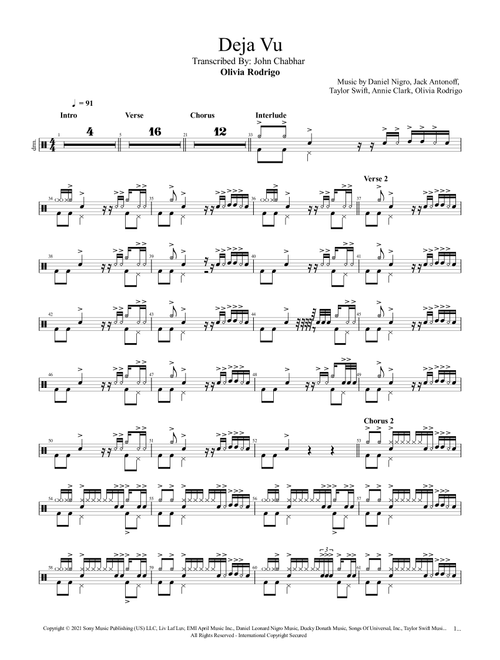 Deja Vu (Arr. John Chabhar) - Olivia Rodrigo (Drums)