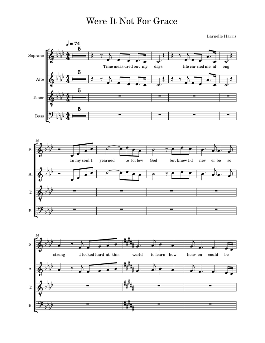 Were It Not For Grace Larnelle Harris (SATB Choir Arrangement) Sheet
