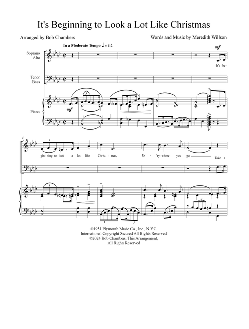It's Beginning To Look A Lot Like Christmas (Arr. Bob Chambers) - Doug Davis, Kabir Sehgal (Choral, SATB)
