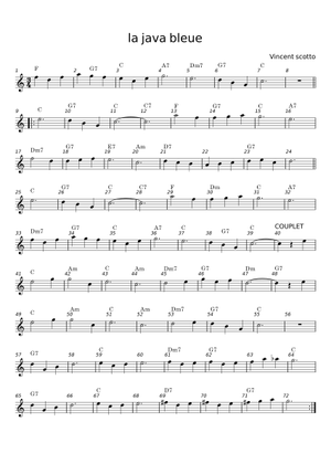La Java Bleue Sheet Music for Piano (A Capella) | MuseScore.com