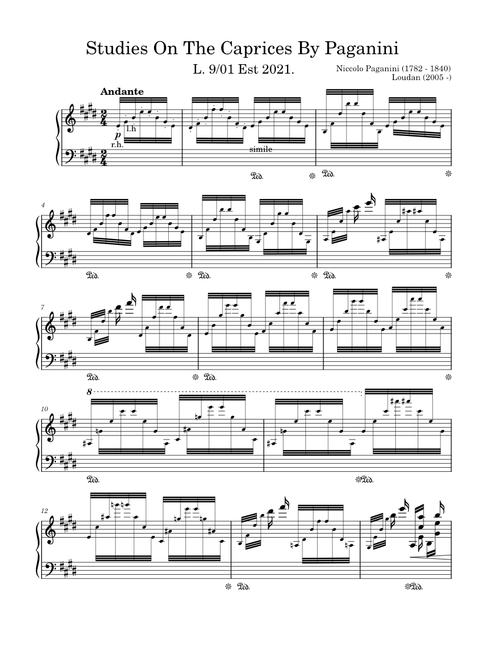 Loudan - Etudes (Studies) Of All Of The Caprices By Paganini "The Arpeggio" L.9/1