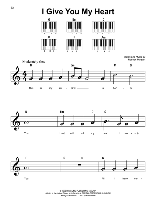 I Give You My Heart - Hillsong Worship (Super Easy Piano)