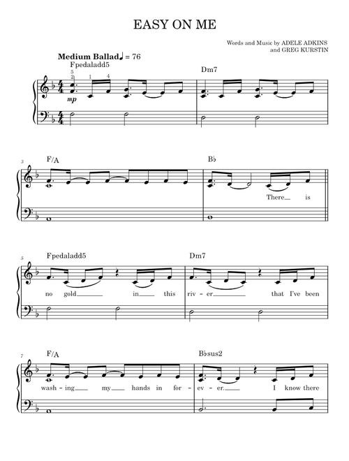 Easy On Me - Adele (Easy Piano)