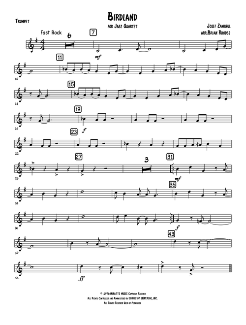 Birdland (Arr. Brian Rhodes) - Manhattan Transfer (Small Ensemble)