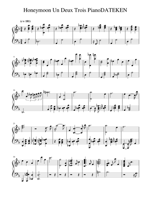 Honeymoon Un Deux Trois Piano (DATEKEN)