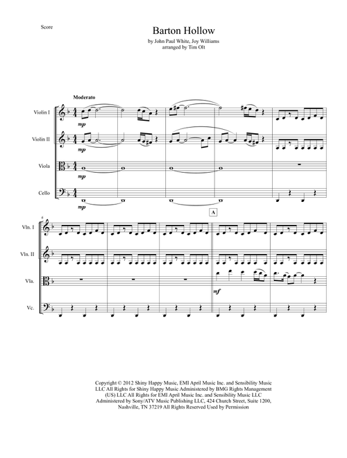 Barton Hollow (Arr. Tim Olt) - The Civil Wars (String Quartet)