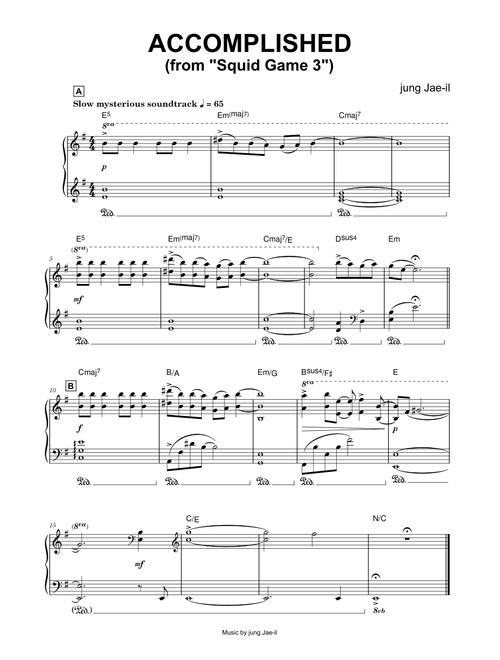 Accomplished (from Squid Game 3) - jung Jae-il (Piano)