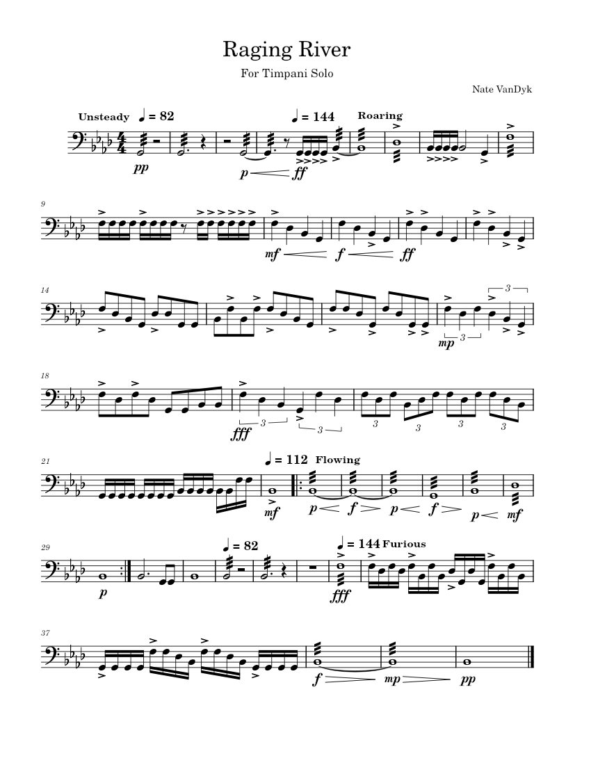 Raging River - Timpani Solo Sheet music for Timpani (Solo) | Musescore.com