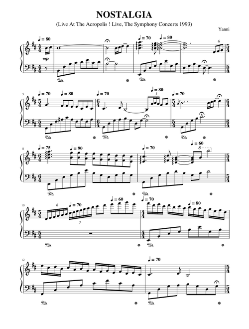 NOSTALGIA - YANNI (Live At The Acropolis ! Live, The Symphony Concerts 1993)