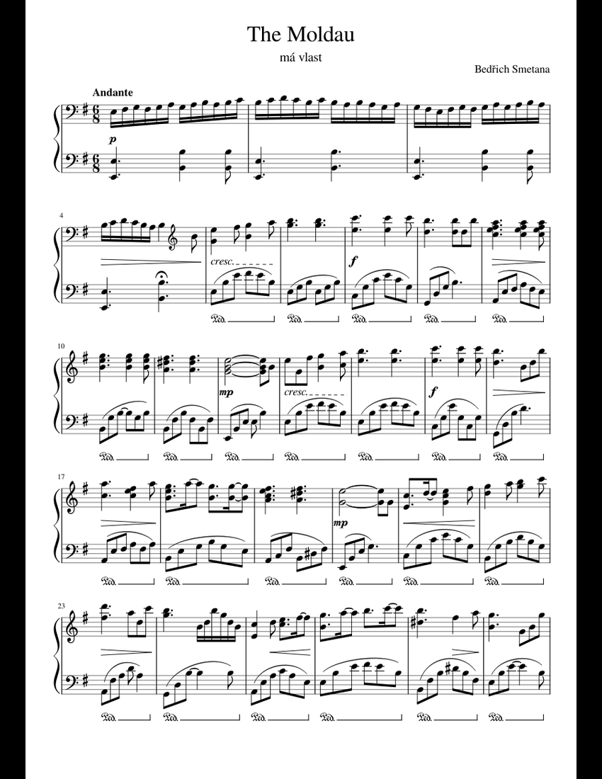 The Moldau Sheet Music For Piano (Solo) | Musescore.com