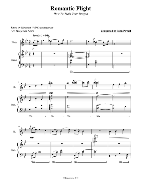Romantic Flight - How To Train Your Dragon for Flute and Piano