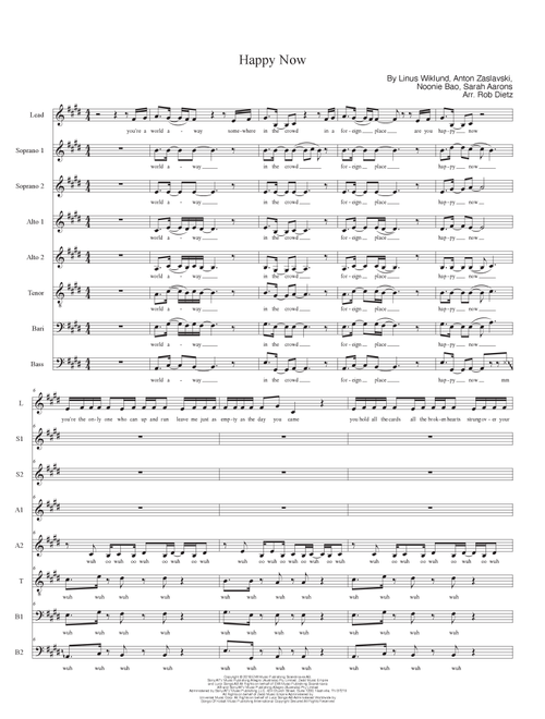 Happy Now (Arr. Rob Dietz) - Zedd Feat Elley Duhé (Choral, SATB divisi)