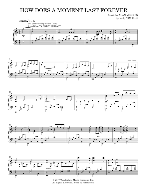 How Does A Moment Last Forever - Alan Menken, Howard Ashman (Piano Solo)