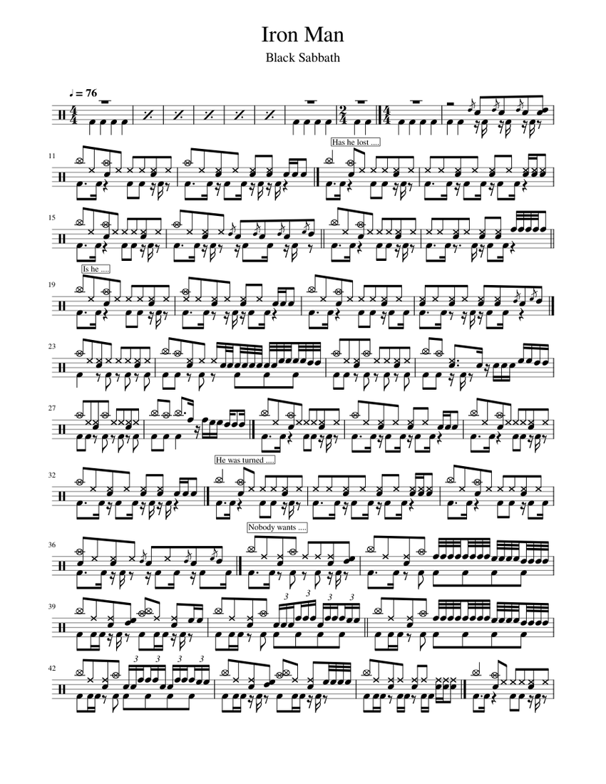 Iron Man Black Sabbath Sheet music for Drum group (Solo)