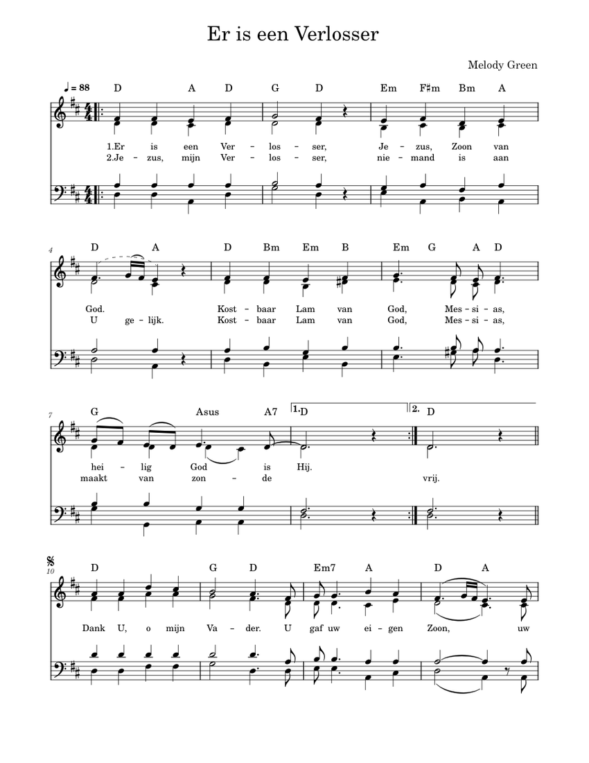 Er Is Een Verlosser Er is een Verlosser – Melody Green Sheet music for Vocals, Male (Choral