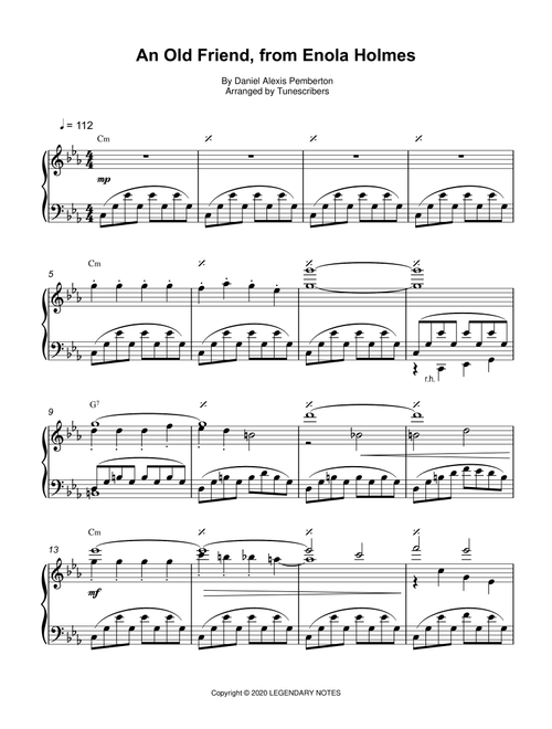 An Old Friend, from Enola Holmes (Arr. Tunescribers) - Daniel Alexis Pemberton (Piano Solo)