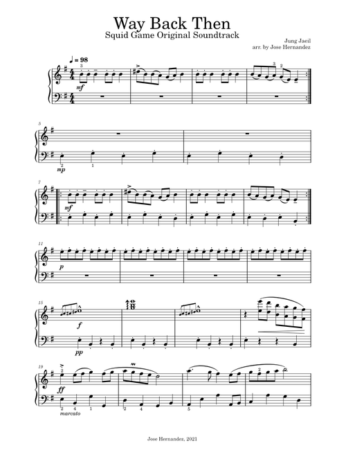 Squid Game - Way Back Then – Jung Jaeil arr. by Jose Hernandez