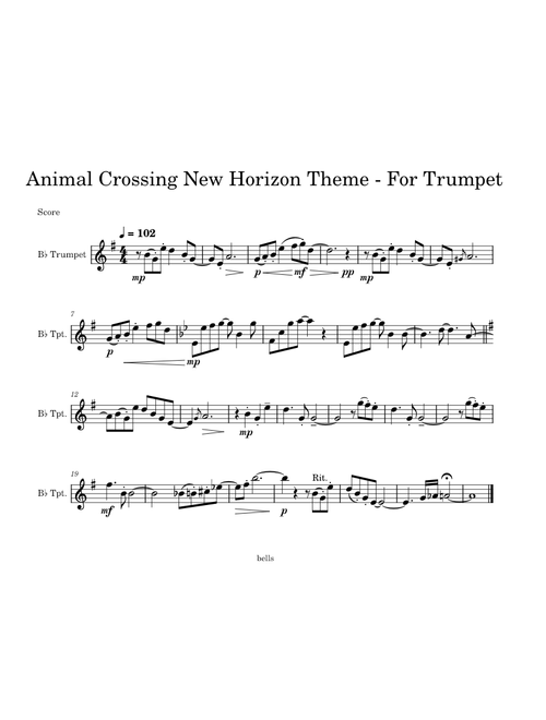 Animal Crossing New Horizons Theme - For Trumpet
