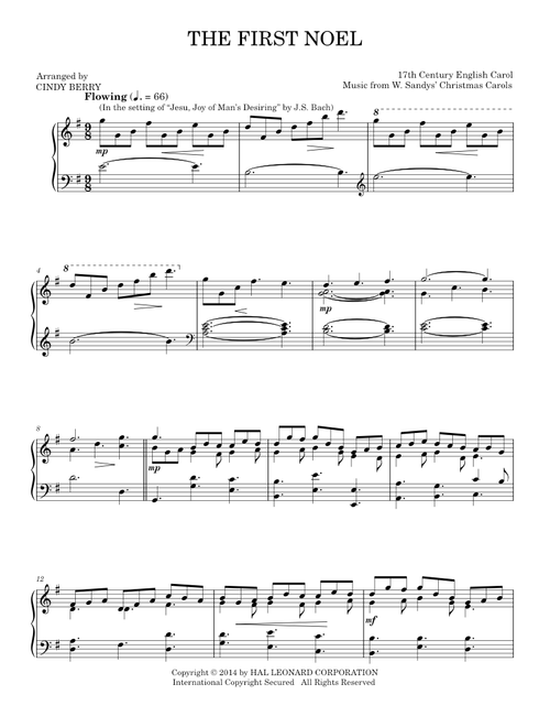 The First Noel - W. Sandys' Christmas Carols (Piano Solo)