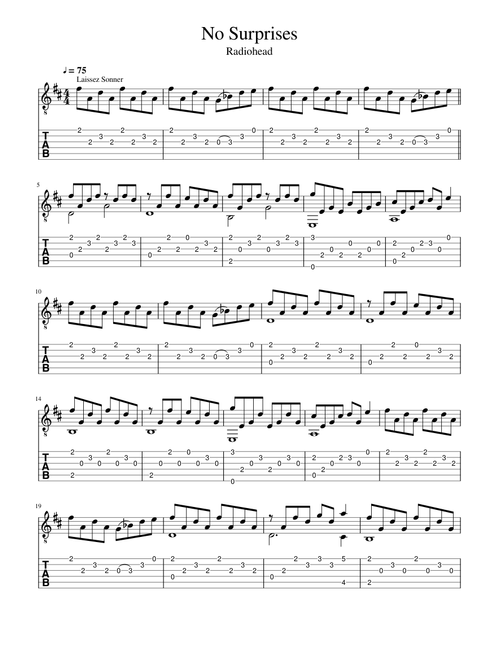 No Suprises (Acoustic Guitar Tab) by Radiohead