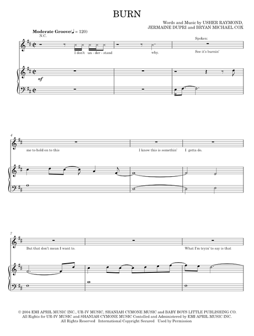 Burn - Usher (Piano-Vocal-Guitar)
