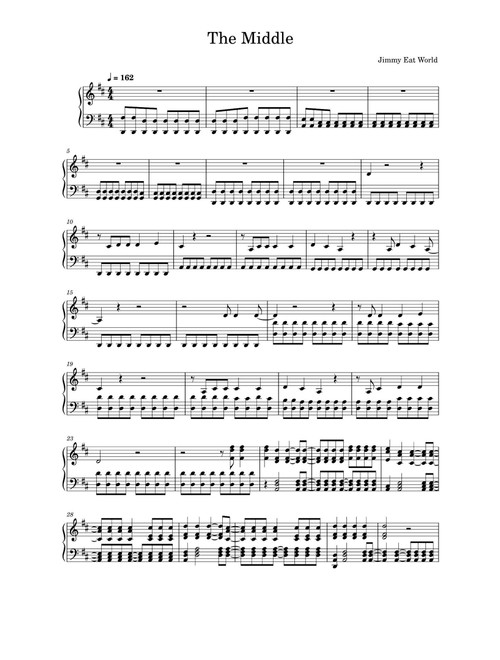 The Middle (Arr. Jimmy Eat World) (Piano Solo)