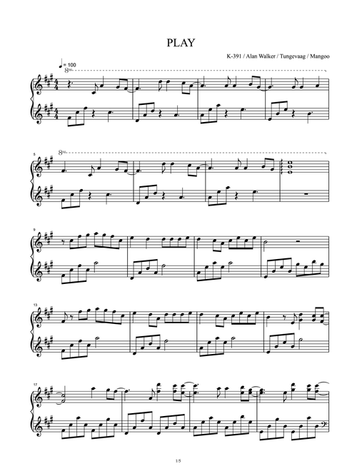 Play (Arr. Alan Walker) (Piano Solo)