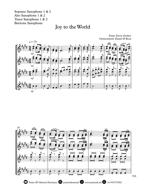 Joy to the World - Christrmas Carol - Saxophone Quartet (Arr. Daniel H Rosa) - Isaac Watts (Woodwind Ensemble)