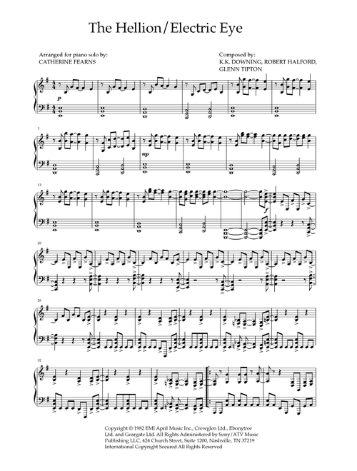 Electric Eye (Arr. Catherine Fearns) - Judas Priest (Piano Solo)