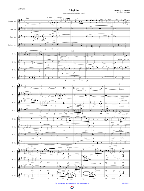 Adagietto (Arr. Josef STASTNY) - Gustav Mahler (Woodwind Ensemble)