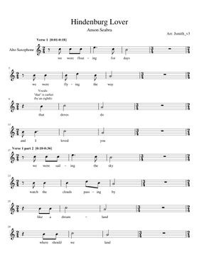 Hinderburg Lover - Alto Sax Sheet Music for Saxophone alto (Solo