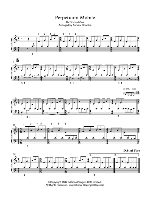 Perpetuum Mobile (Arr. Andrew Goodloe) - Penguin Cafe Orchestra (Piano Solo)