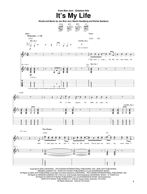 It's My Life - Bon Jovi (Guitar Tab)