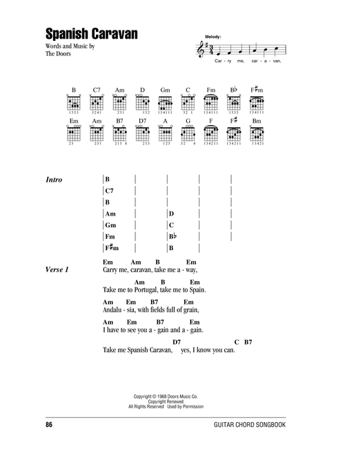 Spanish Caravan - The Doors (Guitar Chords-Lyrics)