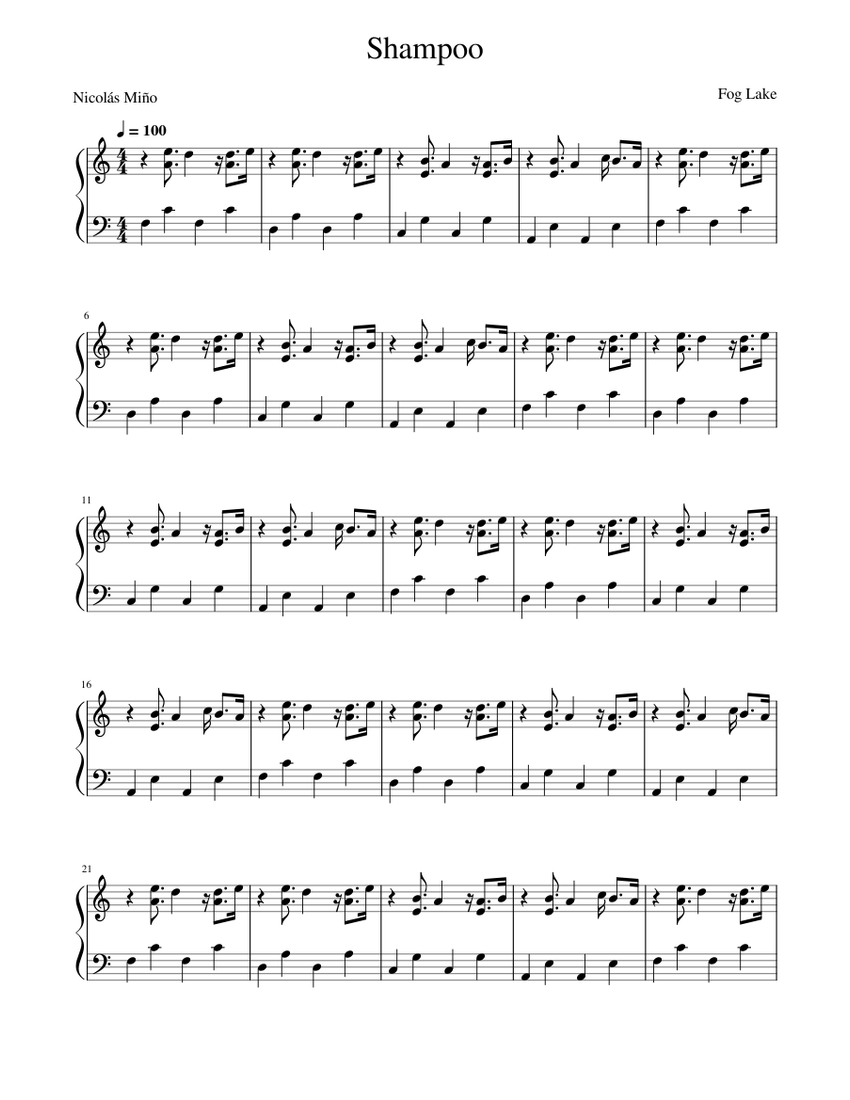 Shampoo Sheet music for Piano (Solo)