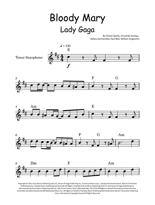 Bloody Mary (Arr. Glauco Fernandes) - Lady Gaga (Tenor Sax Solo)