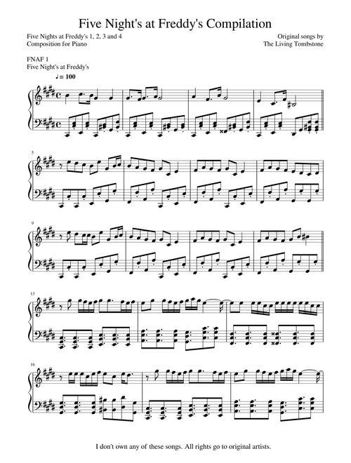 FNAF Songs 1, 2, 3 and 4 By The Living Tombstone