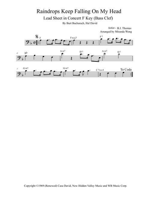 Raindrops Keep Fallin' On My Head (Arr. Miranda Wong) - B.J. Thomas (Small Ensemble)