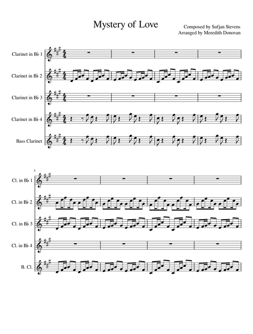 Mystery of love – Sufjan Stevens Mystery of Love Clarinet Quintet